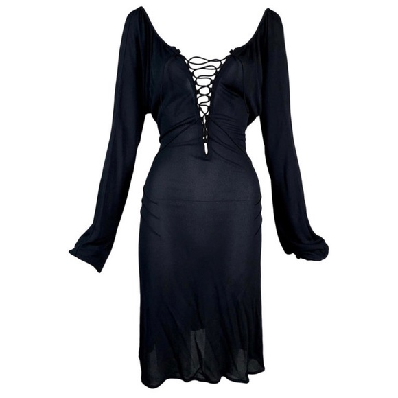chinese dress ladies TOM FORD Dress Velvet Lace Black  REAWAKE